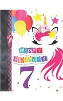 Happy Birthday 7: Unicorn Party Blank Doodling & Drawing Art Book Sketchbook For A Seven Year Old Girl