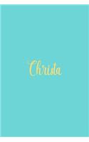 Christa: Personalized Name Turquoise Matte Soft Cover Notebook Journal to Write In. 120 Blank Lined Pages