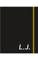 L.J.: Classic Monogram Lined Notebook Personalized With Two Initials - Matte Softcover Professional Style Paperback Journal Perfect Gift for Men and Women