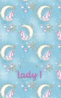 Lady T: Dot Grid Journal with Her Unicorn Name/Initial with Christmas Theme