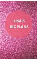 Lisa's Big Plans - Notebook/Journal/Diary - Personalised Girl/Women's Gift - Birthday/Party Bag Filler - 100 lined pages (Dark pink glitter)
