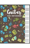 Guitar Tab Notebook: Blank 6 Strings Chord Diagrams & Tablature Music Sheets with Retro Themed Cover