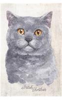 British Shorthair Cat Portrait Notebook: Blank Dot Grid Journal for Cat Lovers, Cat Mom, Cat Dad and Pet Owners - 6x9 - 5MM Dot Grid Pages