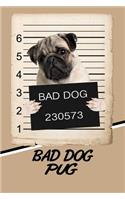 Bad Dog Pug: Blank Cookbook Recipes & Notes Featuring 120 Pages 6x9