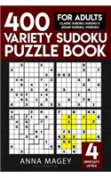 400 Variety Sudoku Puzzle Books for Adults: Classic Sudoku, Sudoku X, Jigsaw Sudoku, Windoku