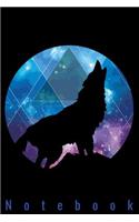 Notebook: Blank Lined 100 Pages 6x9 - Howling Wolf Notebook to Write in Journal Note Pad Book Gift for Men Women Kids Boys Girls
