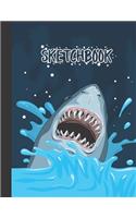 Sketchbook: Cool Blank Notebook for Sketching and Picture Space with Funny Shark, Unlined Paper Book for Drawing, Journaling and Doodling, Perfect for Creative 