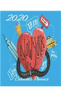 2020 New York Calendar Planner: Blue 2020 NYC Big Apple Calendar Organizer - Monthly - Weekly - Year At A Glance - 67 Pages - 8 x 10 Inch Notebook