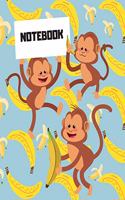 Notebook: Kawaii Monkeys and Bananas Cute Composition Workbook Wide-Ruled Lined Pages: For Girls Boys Men Women Kids Students School Fun Journaling