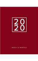 2020 Weekly & Monthly: Solid Red 2020 Planner