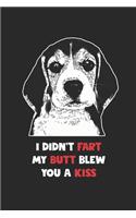 Beagle Notebook - I Didn't Fart My Butt Blew You A Kiss Journal - Beagle Diary