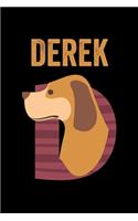 Derek: Animals Coloring Book for Kids, Weekly Planner, and Lined Journal Animal Coloring Pages. Personalized Custom Name Initial Alphabet Christmas or Birt