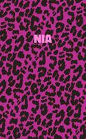 Nia: Personalized Pink Leopard Print Notebook (Animal Skin Pattern). College Ruled (Lined) Journal for Notes, Diary, Journaling. Wild Cat Theme Design wi