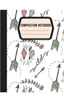 Composition Notebook: Boho Style - Large Print 108 Pages (Softback) - 8.5"x11" Ruled and Lined Paper: School Notebook