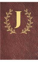J: Executive Monogram Initial Journal (Vintage Leather Look Personalized Letter Notebooks)