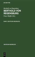 Berthold Von Regensburg: Berthold Von Regensburg. Band 1