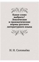 Kakoe Slovo Vybrat'? Leksicheskie I Grammaticheskie Normy Russkogo Literaturnogo Yazyka