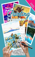 Painting by numbers: 20 uncolored and 20 beautiful colored pages posters