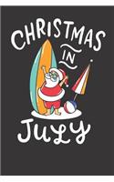 Surfing Christmas In July Santa Notebook Journal