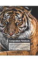 Composition Notebook: Tiger School Notebook Wide Paper 100 Pages