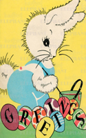 Rabbit W/ Paint Brush - Easter Greeting Card