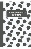 Draw and Write Journal: Cow Pattern Black and White Primary Composition Story Paper Notebook 6x9 Wide Ruled with Picture Space