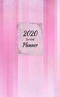 2020 Dot Grid Planner: Pink Stripes Cover Diary agenda half-done for you Dotted Grid Journal with Calendar