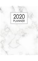 2020 Planner: Monthly and Weekly Horizontal Calendar Planner with Marble Effect Design (Large)