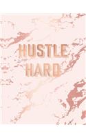Hustle Hard: Inspirational Quote Notebook, Light Purple Marble and Rose Gold - 8.5 x 11, 120 College Ruled Pages