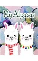 Alpacas & Cactus Notebook (College Ruled Lined Paper, Large 8.5x11, 130 Pages)