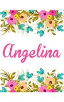 Angelina: Personalised Name Notebook/Journal Gift For Women & Girls 100 Pages (White Floral Design)