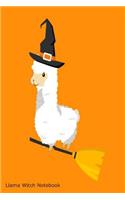 Llama Witch Notebook: 6x9 Notebook, Ruled, Halloween, Llama, Witch, Broomstick, Kids Activity Book, Draw and Write Journal