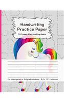 Handwriting Practice Paper: 100 Pages Blank Working Sheets I 8,5 X 11 I Softcover I for Kindergarten, 1st Grade, 2nd Grade, 3rd Grade I Preschoolers I Homeschooling I Gift Idea