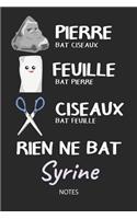 Rien ne bat Syrine - Notes: Noms Personnalisé Carnet de notes / Journal pour les filles et les femmes. Kawaii Pierre Feuille Ciseaux jeu de mots. Fournitures scolaires, premier