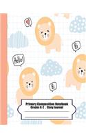 Primary Composition Notebook: Primary Composition Notebook Story Paper - 8.5x11 - Grades K-2: Cute Little lion School Specialty Handwriting Paper Dotted Middle Line (Kindergarten(1 Cute Little Lion)