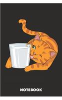 Notebook: Cat with Glass of Milk 6 x 9 inch dot grid - 120 pages for Creative Cat Lovers