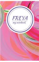 Freya - Personalised Journal/Diary/Notebook - Pretty Girl/Women's Gift - Great Christmas Stocking/Party Bag Filler - 100 lined pages (Pink Swirl)