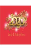 Happy new year 2020 Planner Weekly and Monthly: Jan 1, 2020 to Dec 31, 2020: Weekly & Monthly Planner + Calendar Views - Inspirational Quotes and Navy Floral Cover - ... December 2020 (2020 Pretty