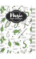 Music Sheet Notebook: Blank Staff Manuscript Paper with Unique Fishing Themed Cover Design