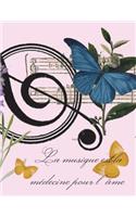 La Musique est la Medecine pour L'ame: Pink - 8.5" x11" - Large Sheet Music Composition Book - Blank - 50 Pages / 25 Sheets