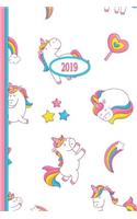 2019 Planner - White Unicorns: Daily - Weekly - Monthly - Annual Organizer Scheduler with Contacts & Passwords & Birthdays(2019 Weekly Planner Organizer Diary Journal)