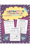 Subtration Math Worksheet for Preschool, Kindergarten and 1st grade