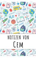 Notizen von Cem: Liniertes Notizbuch für deinen personalisierten Vornamen