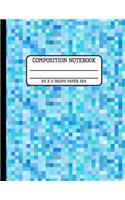 Composition Notebook Graph Paper 4x4: Blue Pixel Gamer Fun and Trendy Back to School Quad Writing Book for Students 8.5 x 11 inches