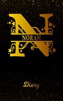 Norah Diary: Letter N Personalized First Name Personal Writing Journal Black Gold Glittery Space Effect Cover Daily Diaries for Journalists & Writers Note Taking