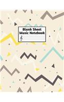 Blank Sheet Music Notebook: Easy Blank Staff Manuscript Book Large 8.5 X 11 Inches Musician Paper Wide 12 Staves Per Page for Piano, Flute, Violin, Guitar, Trumpet, Drums, Cell