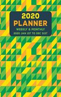 Weekly Monthly 2020 Planner Geometric Yellow Green