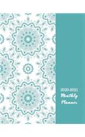 2020-2021 Monthly Planner: Teal Floral Two Year (24 Months) Monthly Calendar Planner with Inspirational Quotes- Holidays and Observances(2 Pretty Planners)