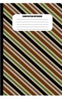 Composition Notebook: Diagonal Stripes in Dark, Warm Colors (100 Pages, College Ruled)