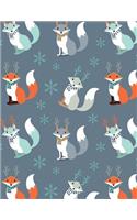 Fox Notebook: Wildlife Animal Journal Notebook Ruled Lined Page Women Girl Men Boy Teen Writing Diary School Winter Snow Snowflake Record Plan Orange Note Pad Com